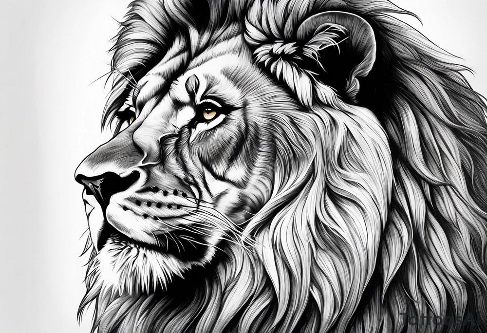 powerful majestic lion, close-up tattoo idea
