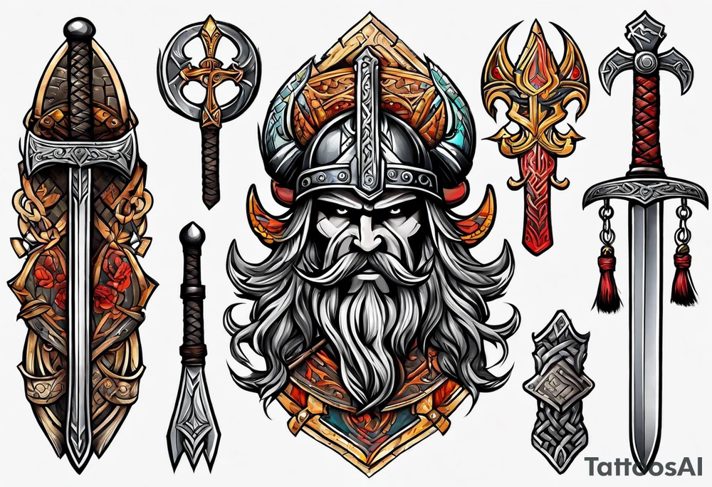 Viking weapons tattoo idea
