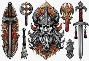 Viking weapons tattoo idea