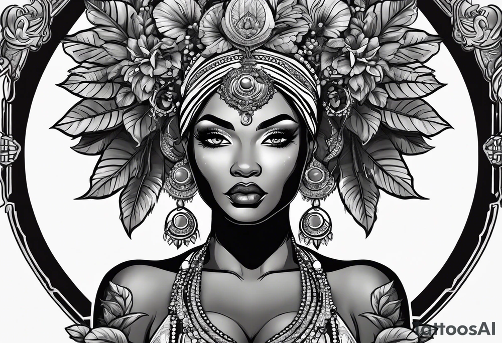 Black Goddess of sativa tattoo idea