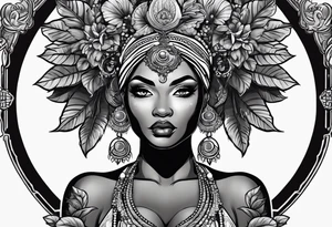 Black Goddess of sativa tattoo idea