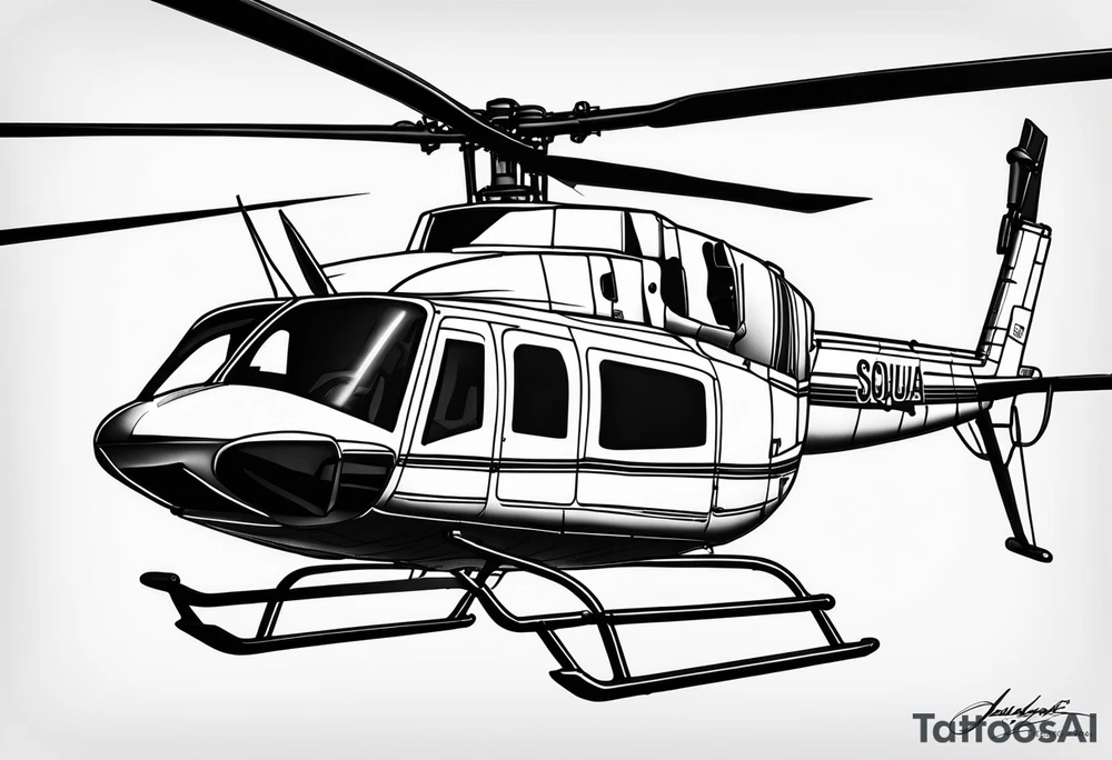 a bell 407 helicopter with the name "T. Sousa" on it. tattoo idea