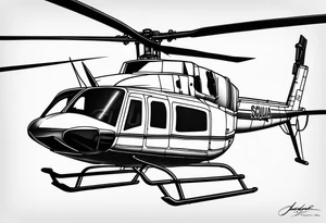 a bell 407 helicopter with the name "T. Sousa" on it. tattoo idea
