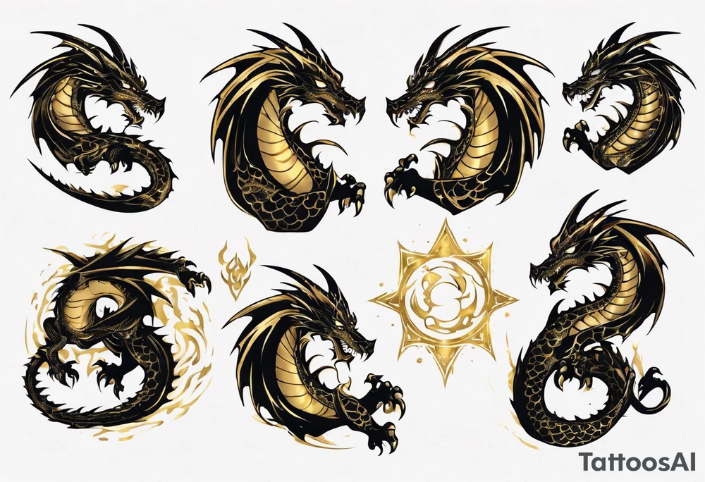 black and gold dragon tattoo idea