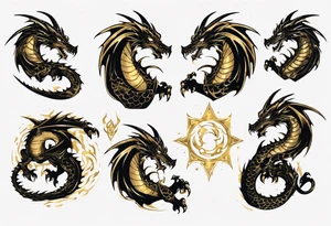 black and gold dragon tattoo idea