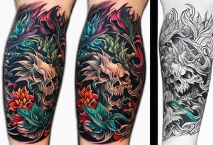 eldritch beast arm sleeve tattoo idea