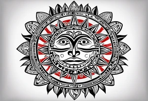 Taino tribal sun with the Puerto Rico, U.S. Virgin Islands, and Trinidad flags. tattoo idea
