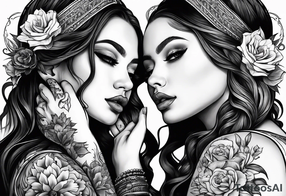 Sisters giving hands to each other tattoo idea