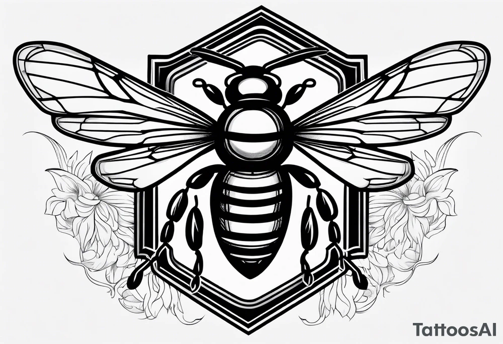 a bee inside of a emblem, like a family blason tattoo idea
