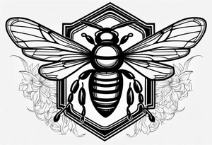 a bee inside of a emblem, like a family blason tattoo idea