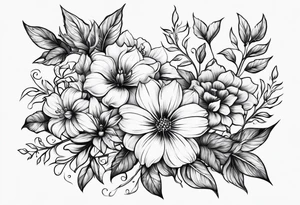 Flowers with vines and leaves tattoo idea