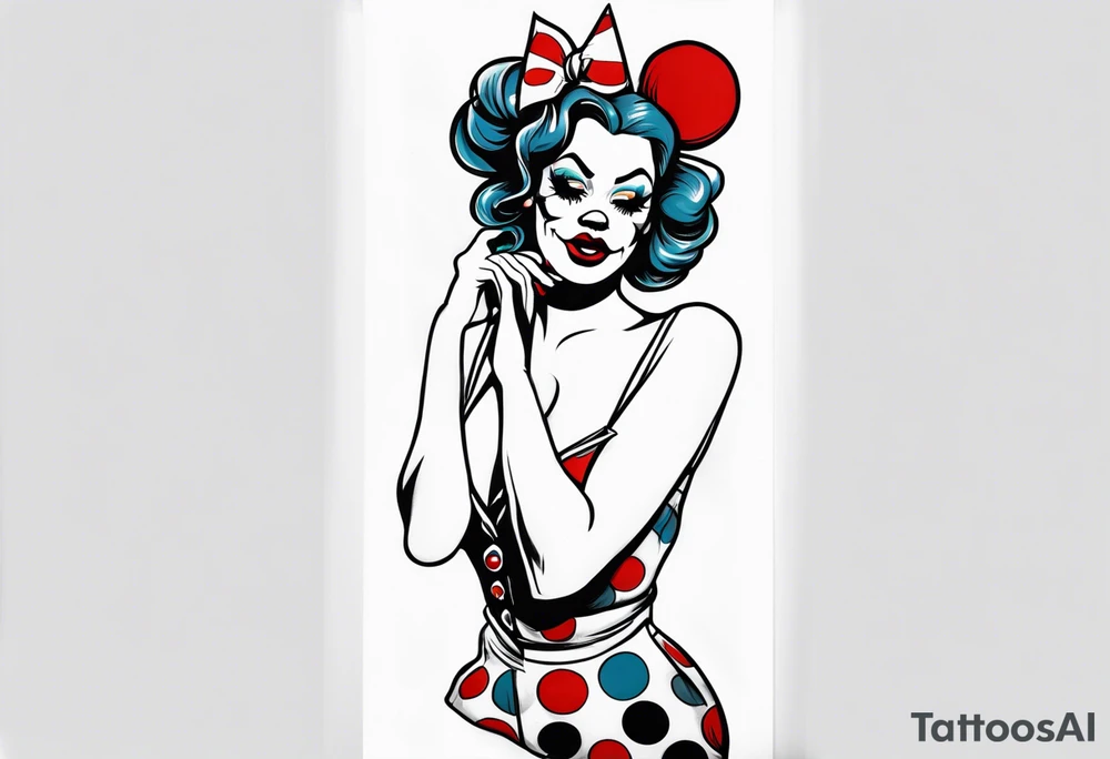 female pin up clown full body tattoo idea