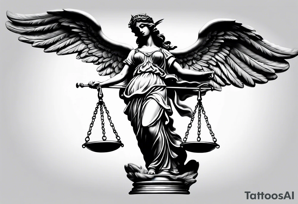 lady justice with wing
very realistic
merciful tattoo idea