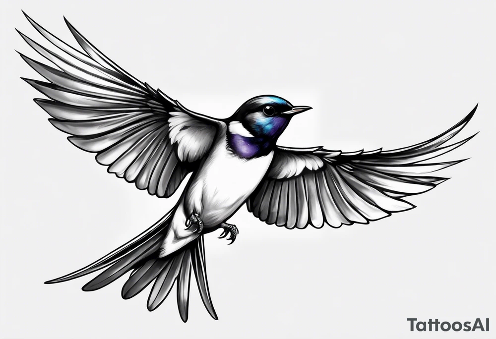 realistic swallow with open wings tattoo idea