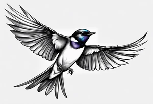 realistic swallow with open wings tattoo idea