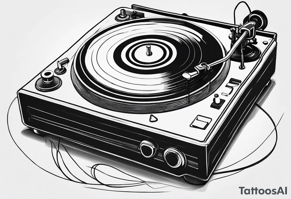A recordplayer fineline minimalistic outline only tattoo idea A recordplayer fineline minimalistic outline only tattoo idea