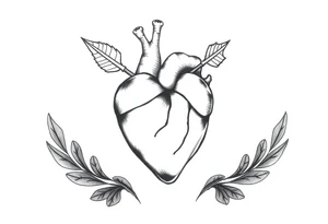 Detailed heart with an arrow inside tattoo idea
