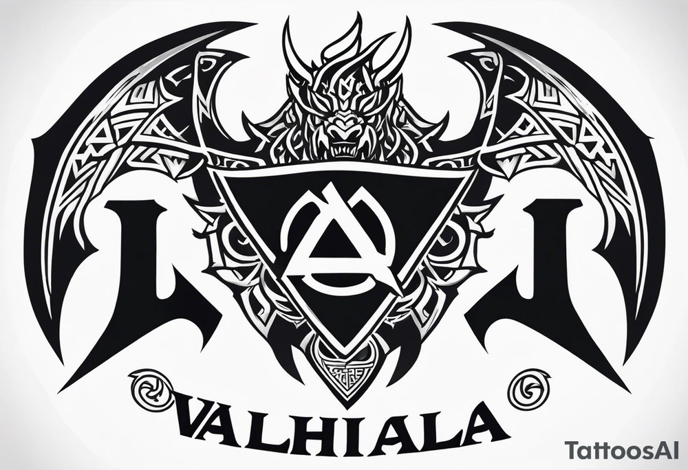 Valhalla sword shield dragon axe Valknut tribal tattoo idea Valhalla sword shield dragon axe Valknut tribal tattoo idea