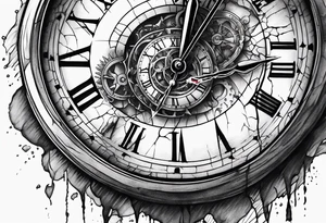 vintage cracked clock bleeding tattoo idea