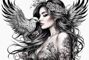 femme nu avec un tatou de phoenix tattoo idea