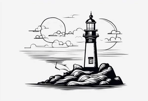 Lighthouse and anchor that says "MY BEACON, MY ANCHOR" tattoo idea