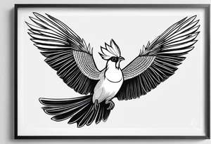 Turaco bird with wingspan from above tattoo idea