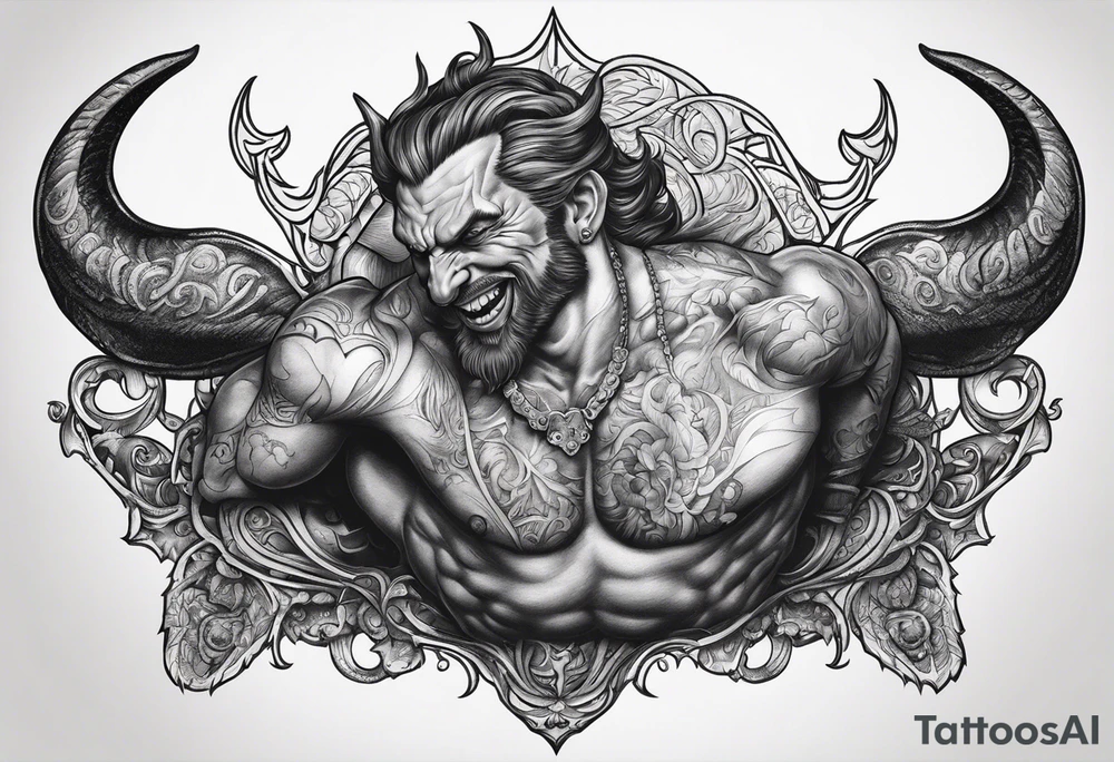 Satan laying down on his back tattoo idea