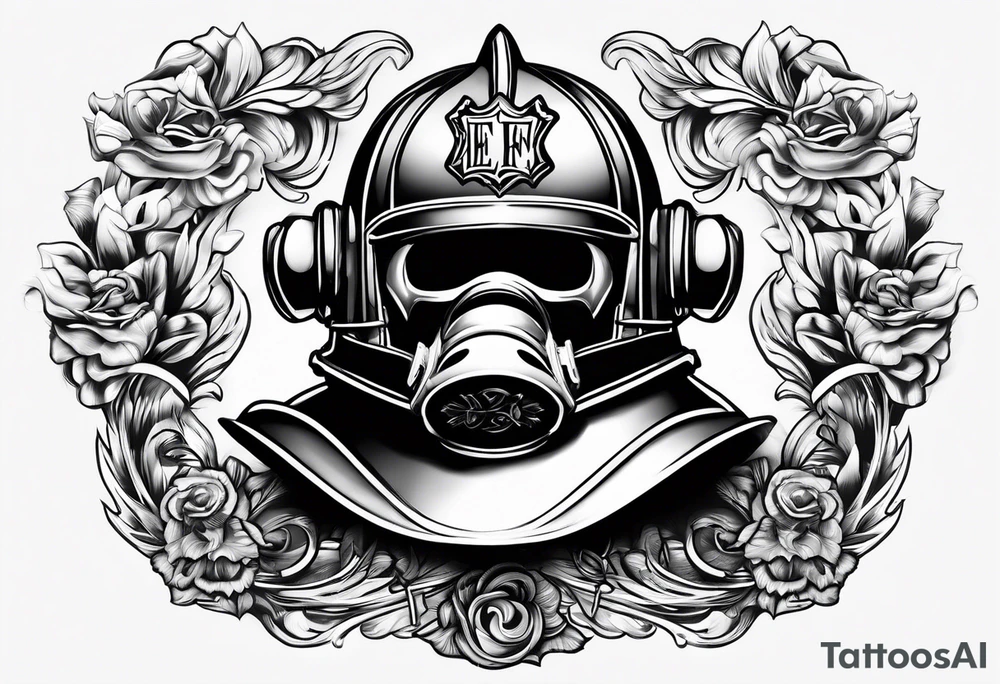 2 letters E, helmet fire fighter, right rescues tattoo idea