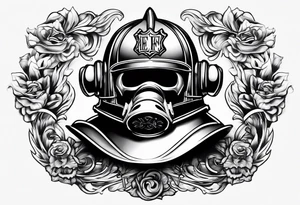 2 letters E, helmet fire fighter, right rescues tattoo idea