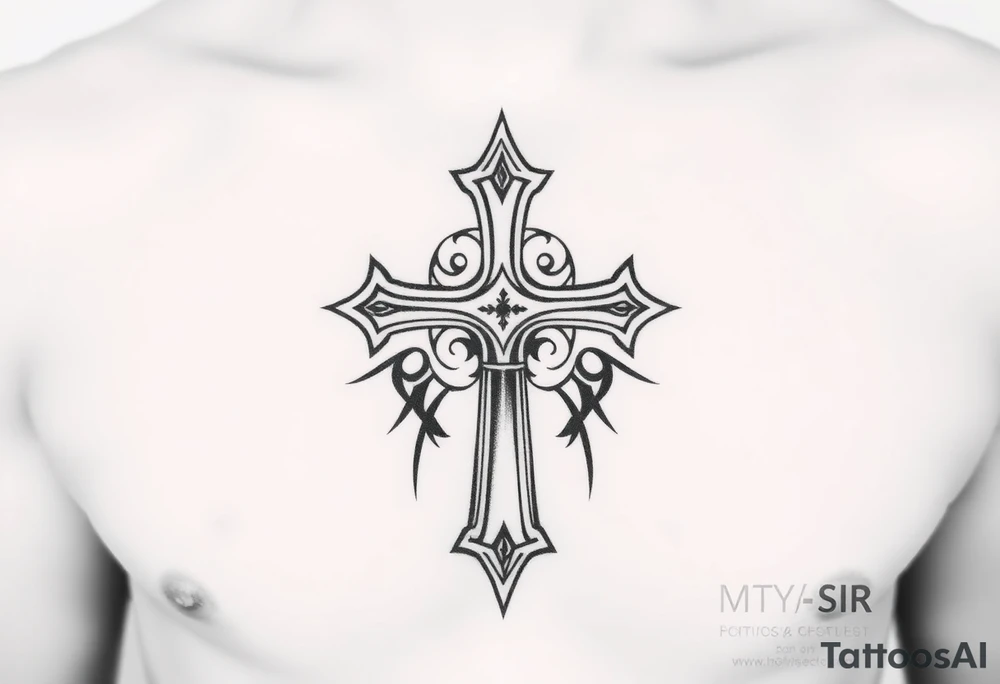 Gothic style cross tattoo idea