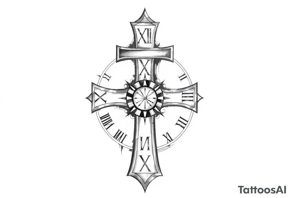 Roman numeral cross tattoo idea