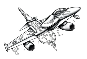 F4 phantom with celtic tribal and memorial dog tags tattoo idea