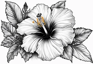 Hibiscus with wildflowers, poppy, complimentary flowers tattoo idea