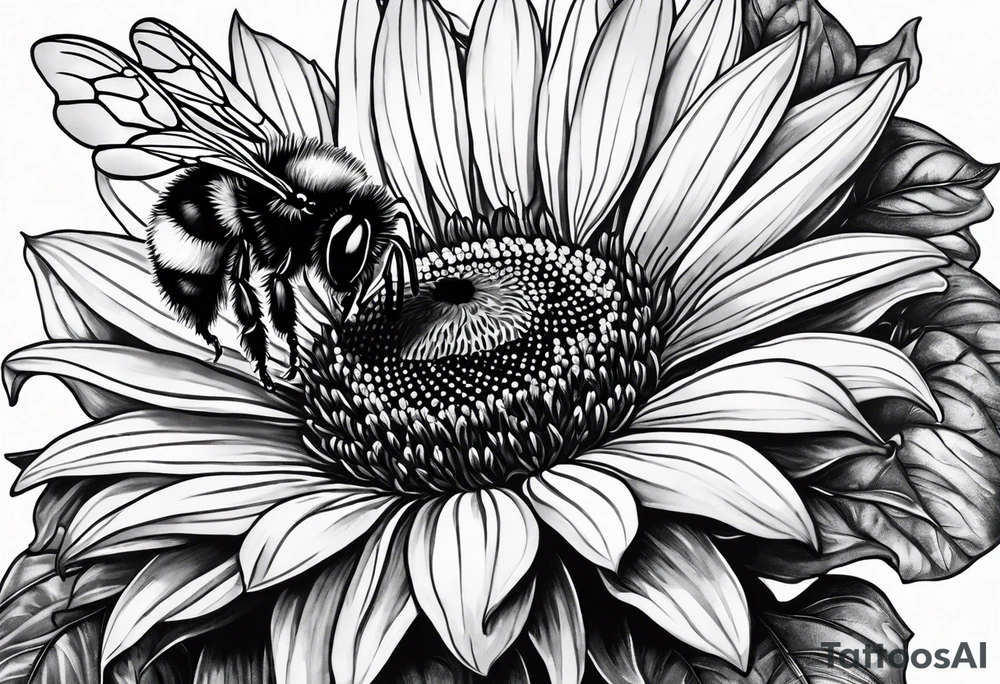 Scene featuring a bumble bee, a lemur, and a sunflower tattoo idea