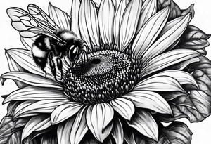 Scene featuring a bumble bee, a lemur, and a sunflower tattoo idea