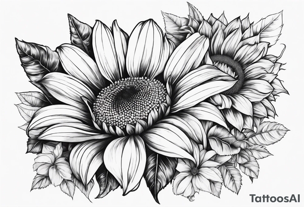Tournesol,  Fleur roses , Caméra, vague , palmier tattoo idea