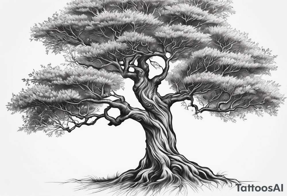 Small dainty detailed tree tattoo idea