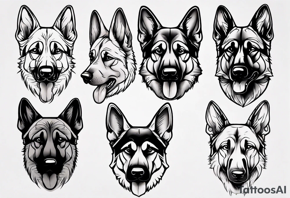 German shepherd portrait tattoo idea
