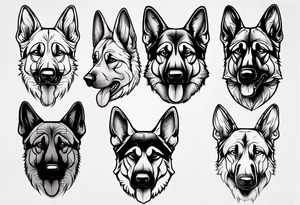 German shepherd portrait tattoo idea