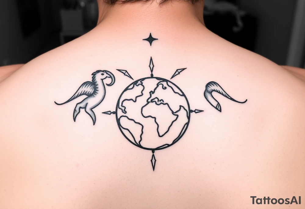 capricorn symbol, virgo symbol, earth, love tattoo idea