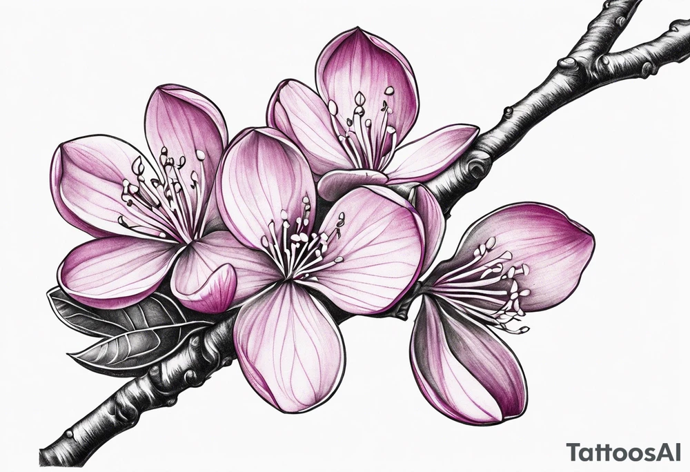 Redbud branch with blossoms tattoo idea