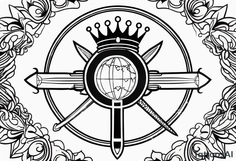 Sword, crown, distance love, science tattoo idea