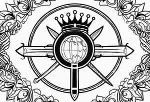 Sword, crown, distance love, science tattoo idea