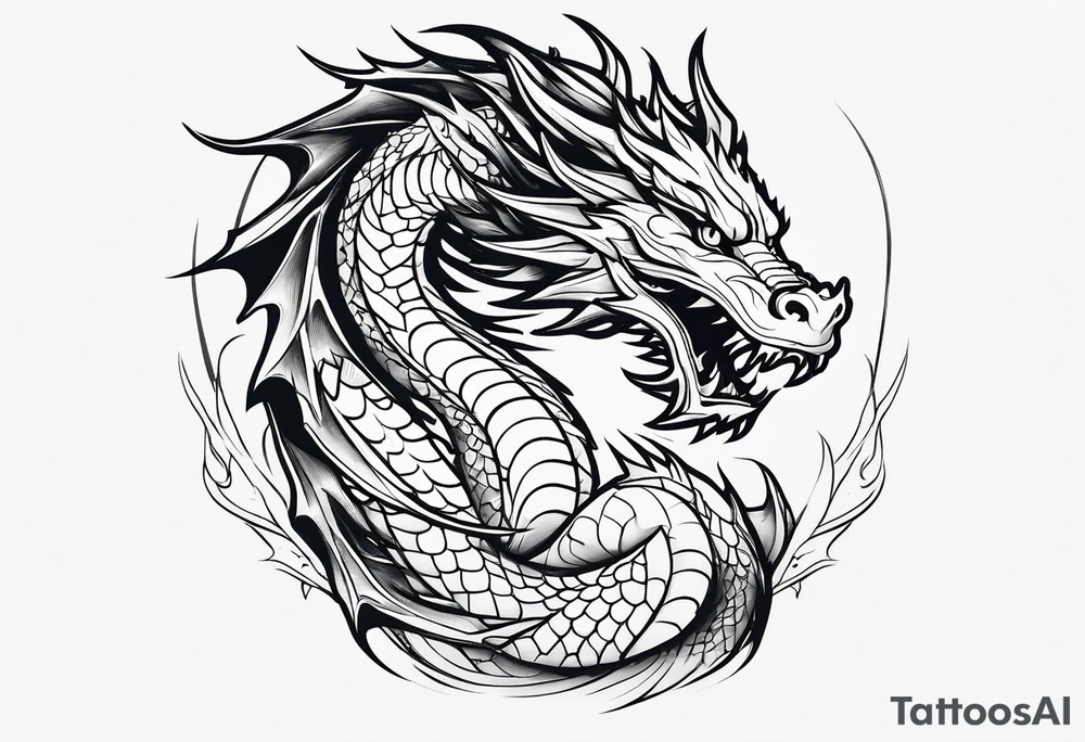Dragon out of single line tattoo idea