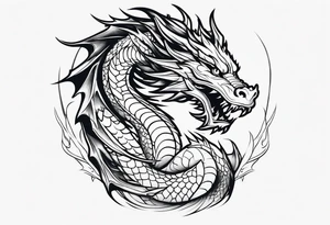 Dragon out of single line tattoo idea