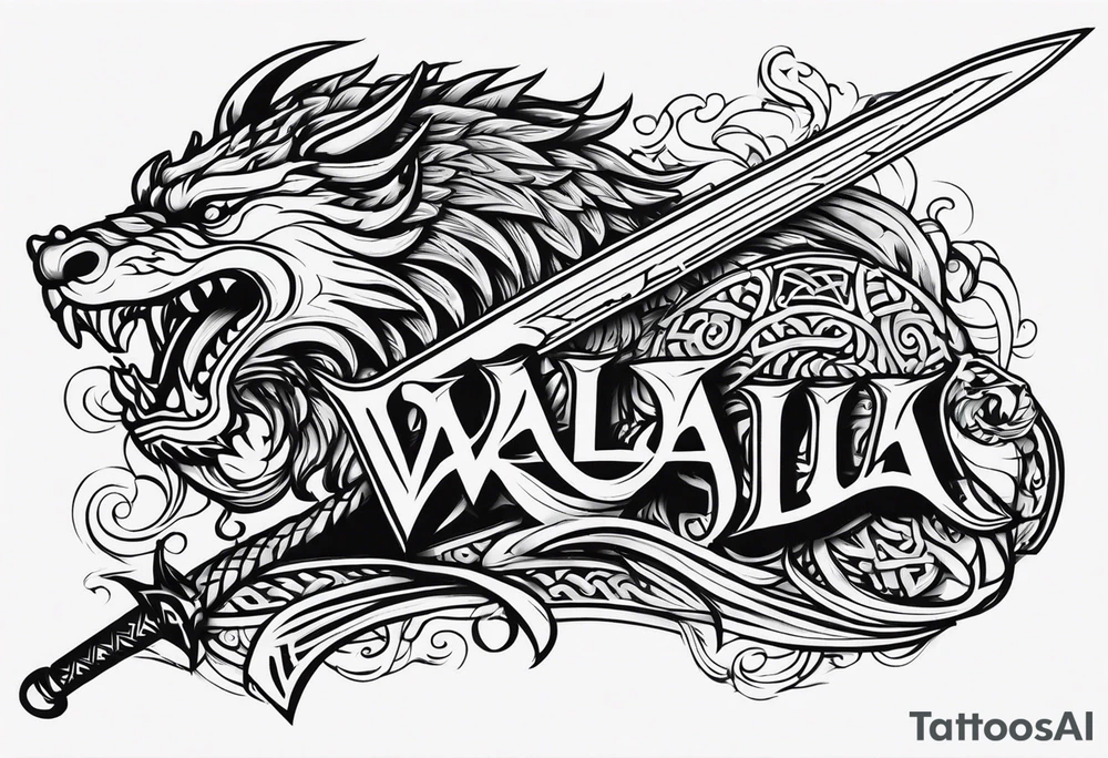 Viking sword Valhalla dragon tattoo idea