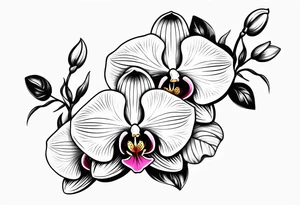 vertical minimal design with 
orchids tattoo idea