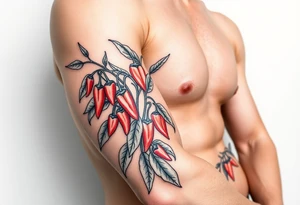 Super hot pepper plants tattoo idea