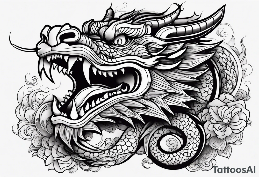 Japanese dragon upper arm wrapping the arm tattoo idea