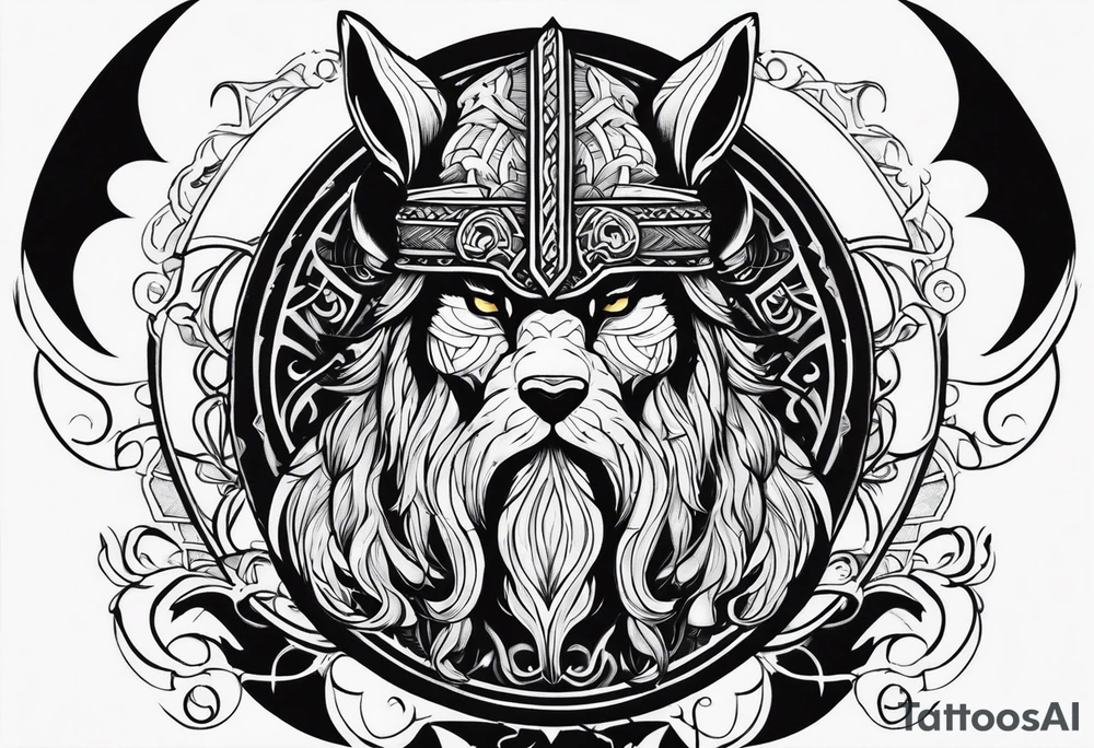 chinchilla viking warrior tattoo idea